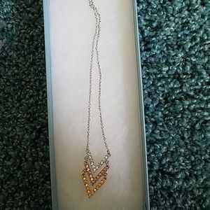 Touchstone Swarovski Crystal Triple V Necklace